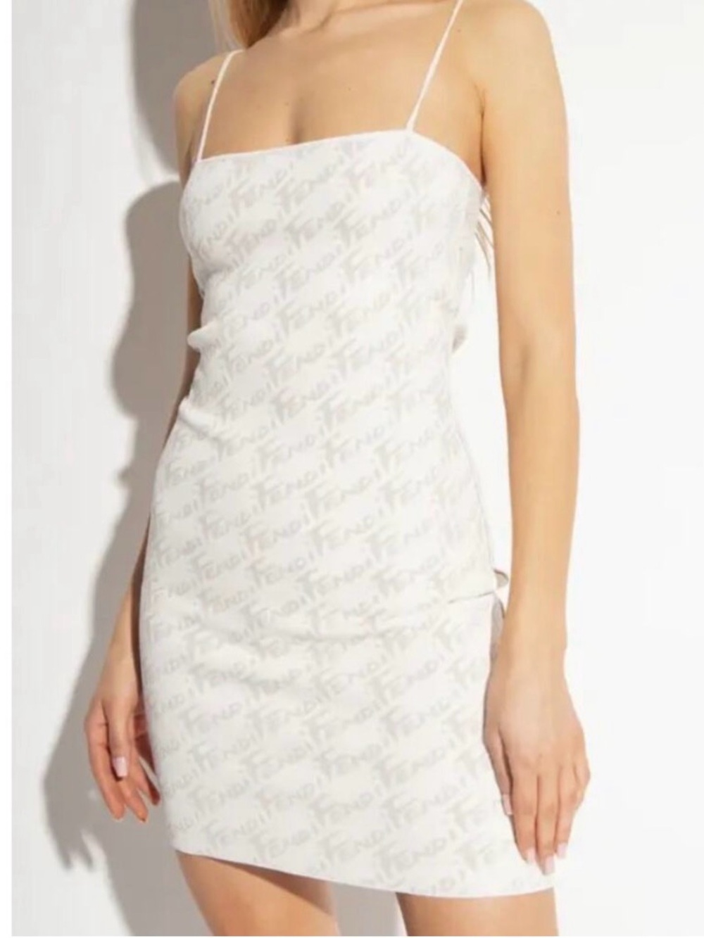 Fendi White Cream Logo Cutout Slip Top with Gold Hardware - Picture 5 of 6